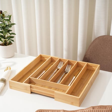 منظم أدراج المطبخ من البامبو  قابل للتمدد – 40 × 35 سم