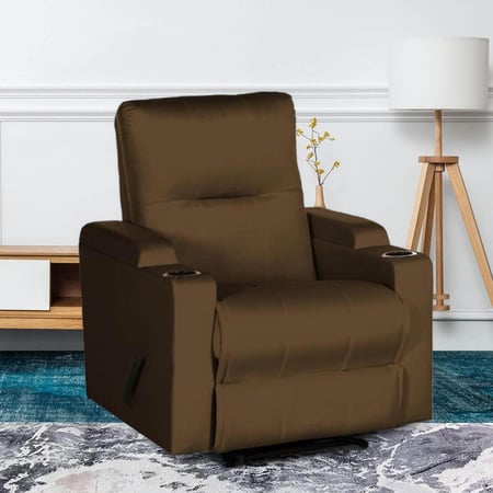 كرسي استرخاء هزاز مع حامل أكواب لون بني مقاس 90x80x95 سم