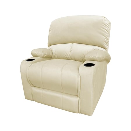 كرسي استرخاء ثابت مع حامل أكواب لون بيج فاتح مقاس 85x80x101 سم