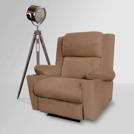 كرسي استرخاء هزاز ودوار مع حامل أكواب بلون بني فاتح مقاس 85x80x101 سم