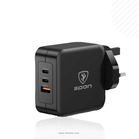 راس شاحن جداري للسفر 3 منافذ من سبون بقوة 100 واط