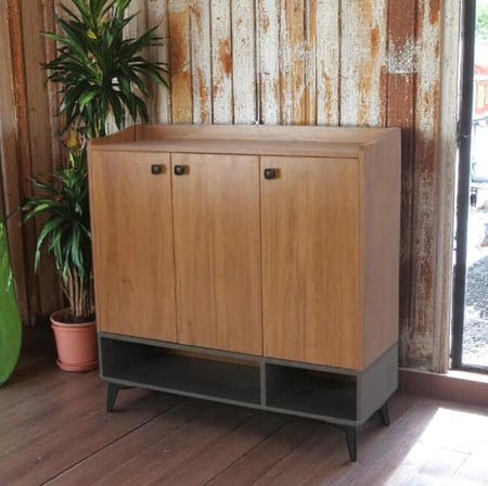 خزانة احذية خشب بتصميم فريد لون بني مقاس 95x95x33 سم