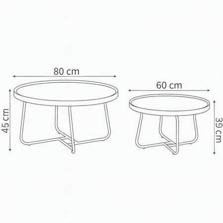 طقم طاولات قهوة خشبية بقاعدة معدنية تصميم عصري وأنيق