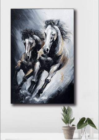 لوحة جدارية بتصميم احصنة متعددة الالوان مقاس 120x80 سم