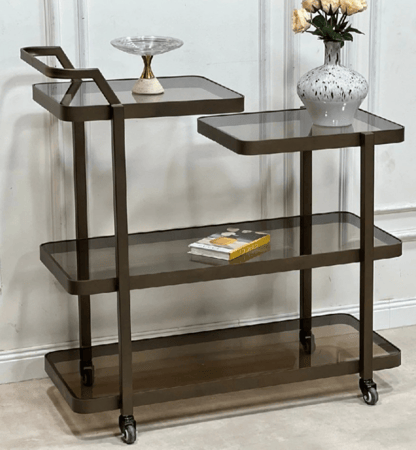 عربة تقديم ضيافة 4 أدوار لون بني - تصميم متدرج فاخر