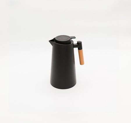 ترمس حراري بتصميم عصري – اسود بمقبض خشبي