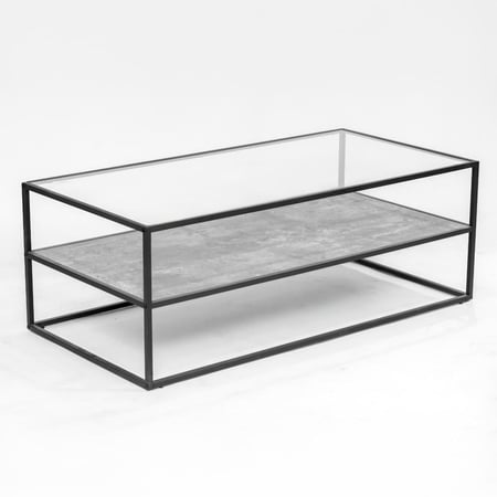 أطقم طاولات مصنوع من الزجاج والخشب بتصميم مميز باللون الرمادي - 5 حبه