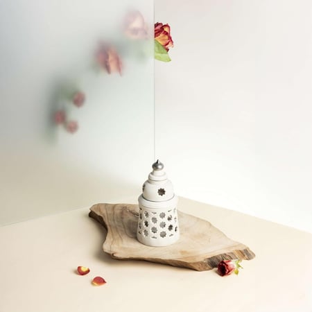 شمعدان الكتروني حجم صغير من روزيت لون بيج مقاس 7.5x15.6 سم