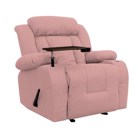 كرسي استرخاء هزاز ودوار مع طاولة لاب توب لون زهري غامق مقاس 89x73x110 سم