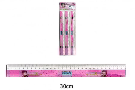 مسطرة لولا مقاس 30 سم لون ابيض وزهري - 3 حبة