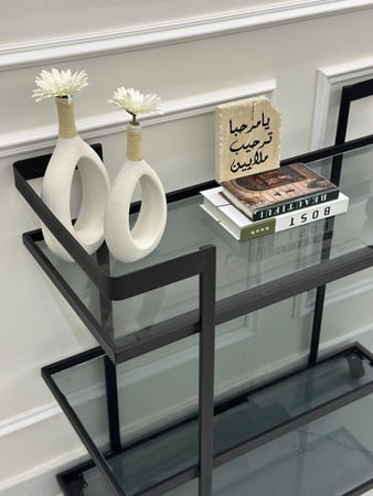 عربة تقديم ضيافة 3 أدوار لون أسود - بتصميم فاخر وأنيق
