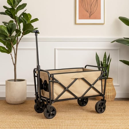 عربه تخزين بتصميم مميز قابله للطي باللون البيج