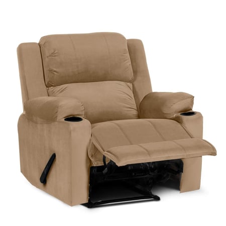 كرسي استرخاء هزاز ودوار مع حامل أكواب بلون بني فاتح مقاس 85x80x101 سم