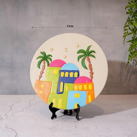 ستاند سيراميك بتصميم طراز اسلامي باللون البيج مقاس 24 سم - رمضان 2026