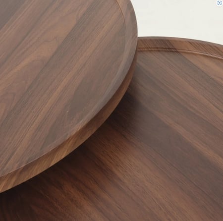 طقم طاولات قهوة خشبية بقاعدة معدنية تصميم عصري وأنيق