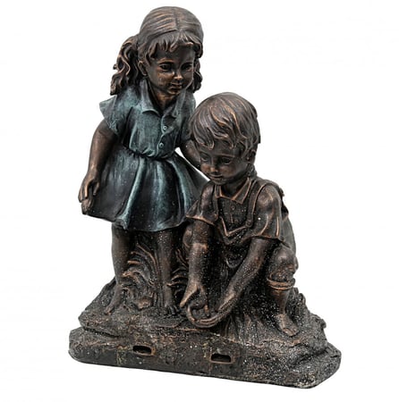 نافورة مياه من طبقة واحدة مزينة بأطفال و مظهر طبيعي - مقاس 62x45x37 سم