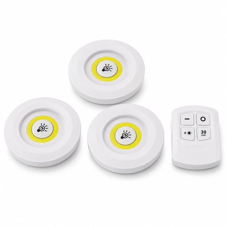مجموعة 3 مصابيح LED لاسلكية مع ريموت وتحكم بالإضاءة - أوف وايت