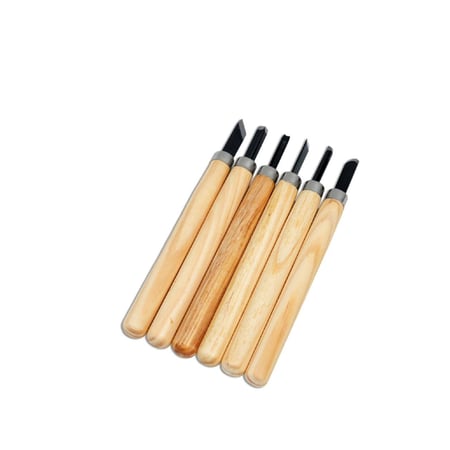 مجموعة ادوات فنية بأطراف حادة و مقبض خشبي من اس بي سي - 6 حبة