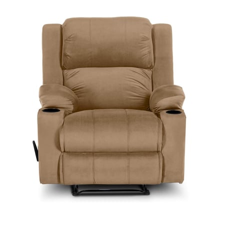 كرسي استرخاء هزاز ودوار مع حامل أكواب بلون بني فاتح مقاس 85x80x101 سم