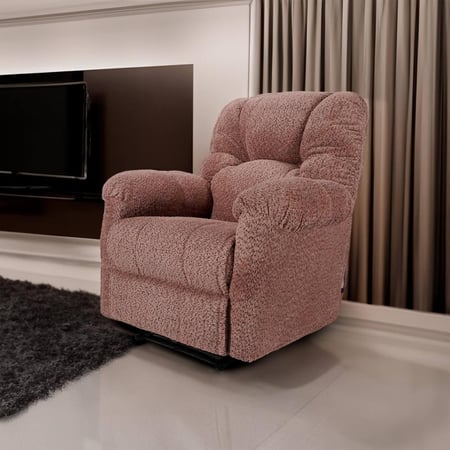 كرسي استرخاء هزاز منجد بالبوكليه بلون زهري غامق مقاس 92x78x103 سم