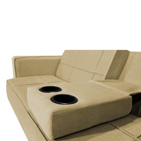 أريكة سرير مع حامل أكواب منجد بالمخمل لون سكري غامق مقاس 180x73x88 سم