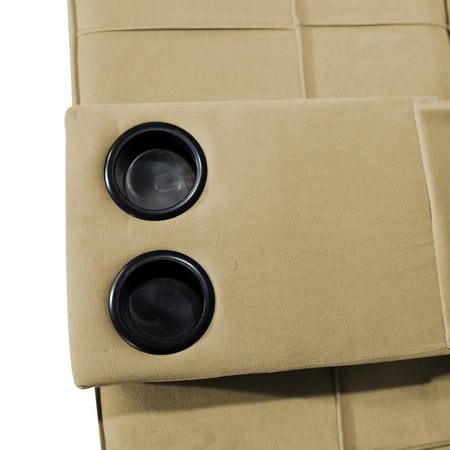 أريكة سرير مع حامل أكواب منجد بالمخمل لون سكري غامق مقاس 180x73x88 سم