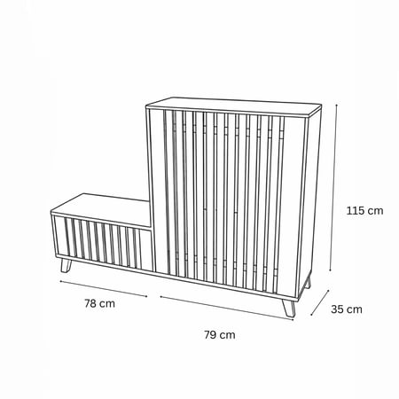 خزانة أحذية ماليزية مع مقعد تخزين لون بني ورمادي - مقاس 175×35×115 سم