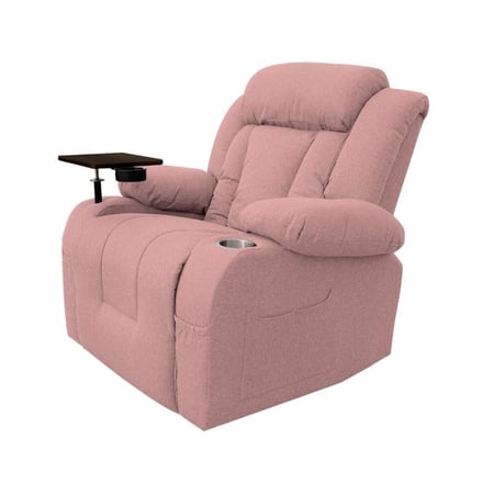 كرسي استرخاء هزاز ودوار مع طاولة لاب توب لون زهري غامق مقاس 89x73x110 سم