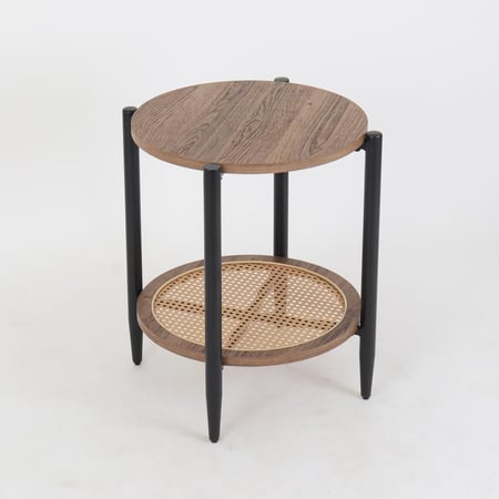 طاولة خشب دورين بقواعد معدن لون بني x أسود مقاس 45x55 سم