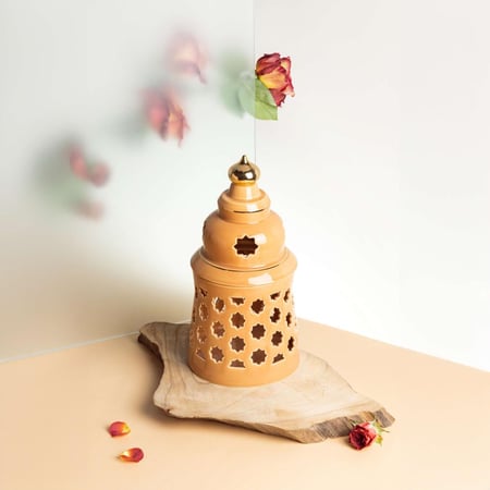 شمعدان الكتروني حجم كبير من روزيت لون برتقالي مقاس 15x29.7 سم