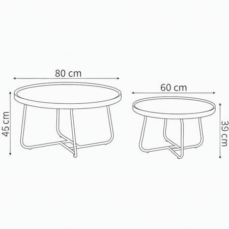 طقم طاولات قهوة خشبية بقاعدة معدنية تصميم عصري وأنيق