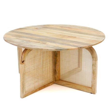 طقم طاولات مصنوع من الخشب بتصميم مميز باللون البيج