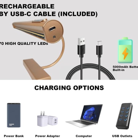 جداري ليد يعمل على البطارية ذهبي