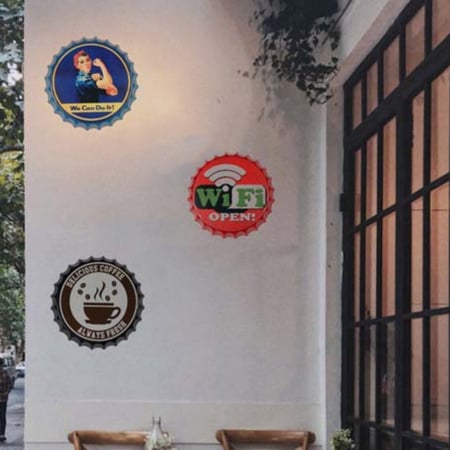 لوحة ديكور غطاء قارورة دائري wifi