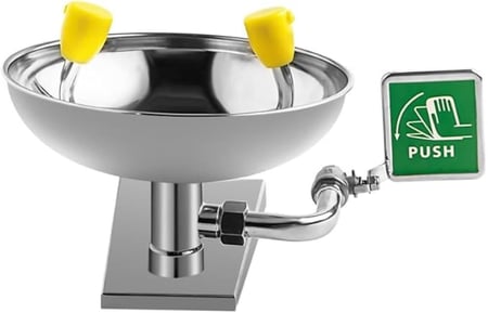 محطة غسيل العين للطوارئ مثبتة على طاولة