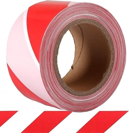 شريط تحذيري احمر ابيض 3 بوصة 200 ياردة