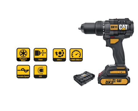 دريل بطارية 18 فولت 2 امبير CAT DX11