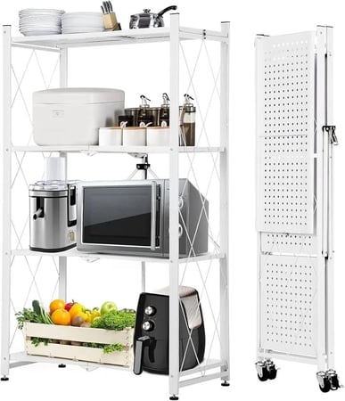 رف حديد 4 أدوار قابل للطي أبيض