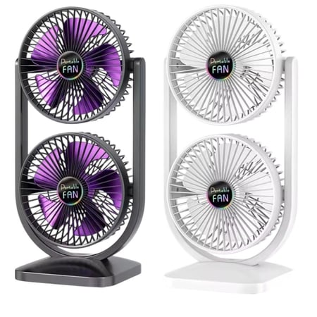 مروحة مكتبية برأسين مزدوجين شحن