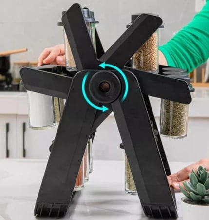 رف منظم للبهارات والتوابل دوار مع 18برطمان