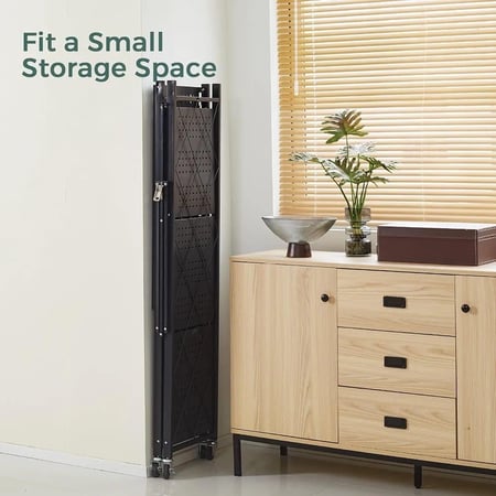 رف حديد 4 أدوار قابل للطي أسود