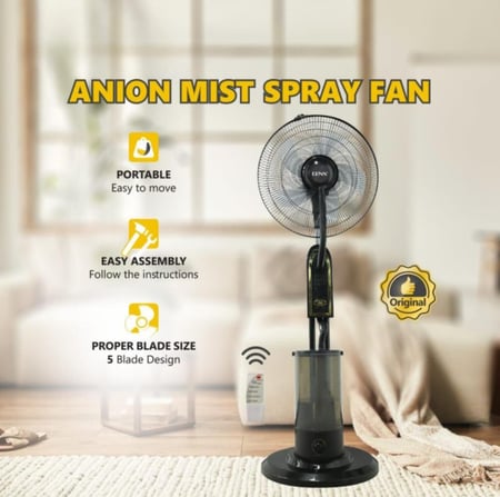 مروحة رذاذ الماء بحجم 18 بوصة مع جهاز تحكم عن بعد لتبريد الهواء