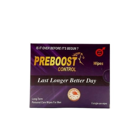 مناديل تأخير القذف من Preboost كونترول بتركيبة مبللة 6 مناديل