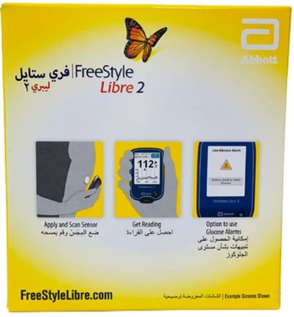 جهاز فحص السكر قارئ فري ستايل ليبرا 2 Abbott بدون وخز ومراقبة مستمرة