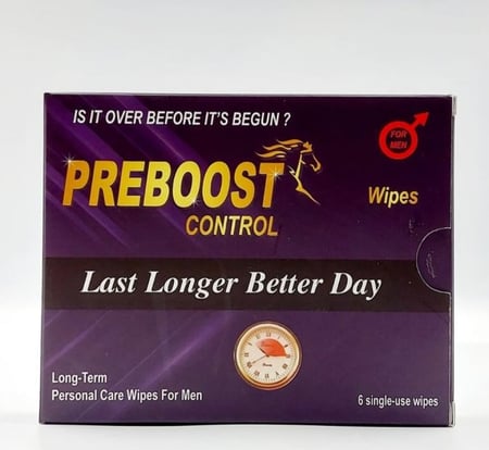 مناديل تأخير القذف من Preboost كونترول بتركيبة مبللة 6 مناديل