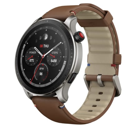 Amazfit GTR 4 ساعة ذكية للرجال Android iPhone ، نظام تحديد المواقع العالمي ثنائي النطاق ، مدمج Alexa ، مكالمات بلوتوث ، 150+ وضع رياضي ، عمر بطارية 14 يومًا ، مراقب الأكسجين في الدم ، شاشة AMOLED مقاس 1.43 بوصة