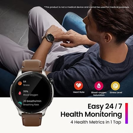 Amazfit GTR 4 ساعة ذكية للرجال Android iPhone ، نظام تحديد المواقع العالمي ثنائي النطاق ، مدمج Alexa ، مكالمات بلوتوث ، 150+ وضع رياضي ، عمر بطارية 14 يومًا ، مراقب الأكسجين في الدم ، شاشة AMOLED مقاس 1.43 بوصة