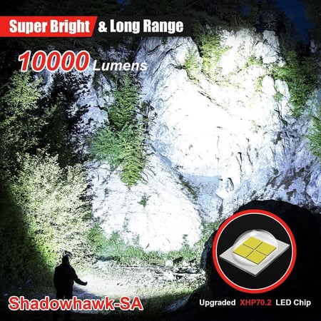 مصباح يدوي عالي السطوع LED 10000 قابل لإعادة الشحن