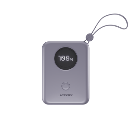 Jeebel باور بانك 10000mAh بشاشة رقمية – PD سريع 22.5W مع كابلات Lightning وType-C مدمجة – 4 ألوان
