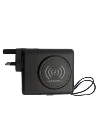 شاحن جداري وباور بانك 5 في 1 جيبل – شحن سريع PD ولاسلكي مع كابلات مدمجة